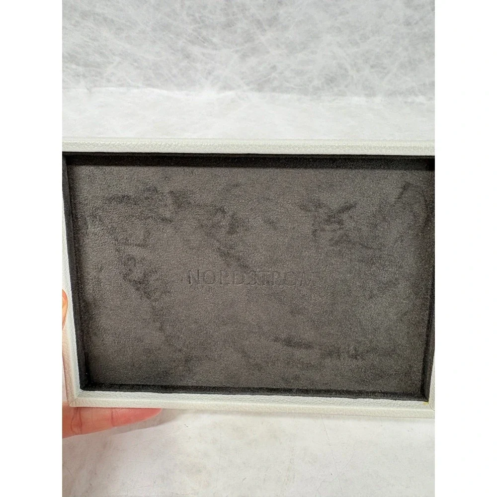 Nordstrom White Faux Leather Jewelry Box Rectangle Storage Case Valet Tray